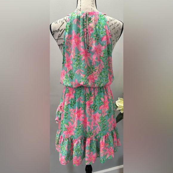 🌺🌴 Lilly Pulitzer Pamelyn Halter Dress – Vibrant Coral Print 🌴🌺 - Picture 4 of 16